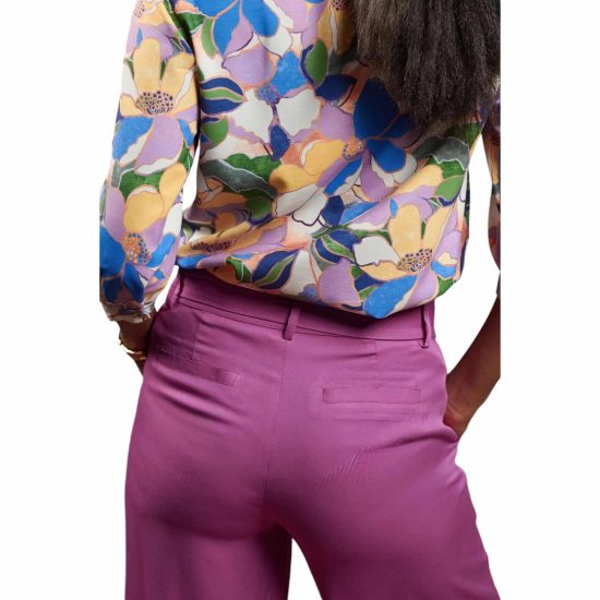 PANTALON PALAZZO CINTURON OJETILLOS MAGENTA GIVE - Imagen 2