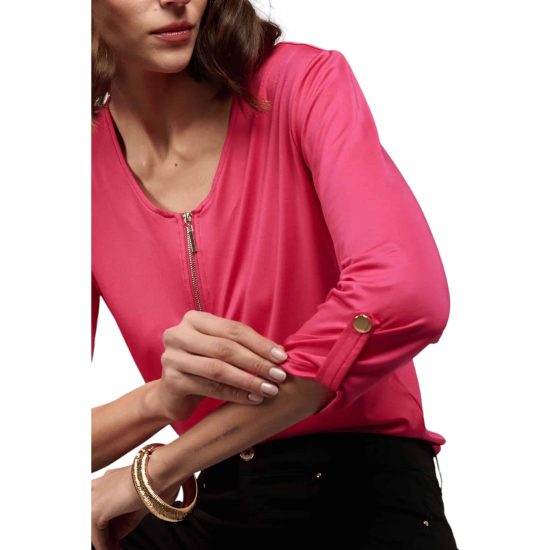 POLERA V LISA MEDIO CIERRE MANGA 3/4 FUCSIA GIVE - Imagen 2