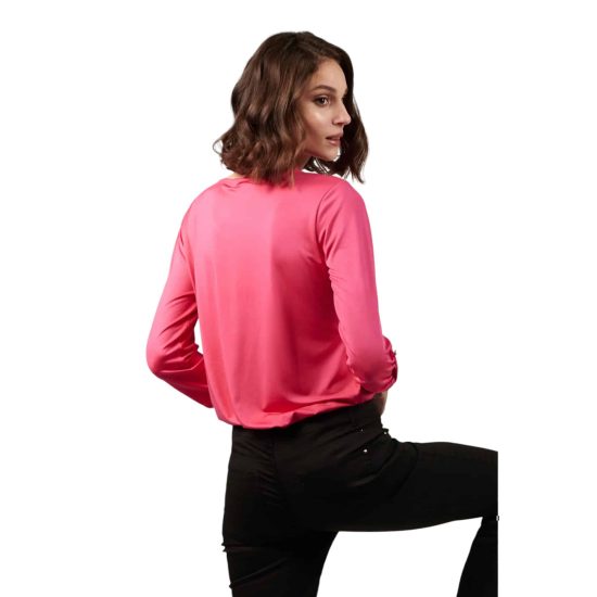 POLERA V LISA MEDIO CIERRE MANGA 3/4 FUCSIA GIVE - Imagen 3