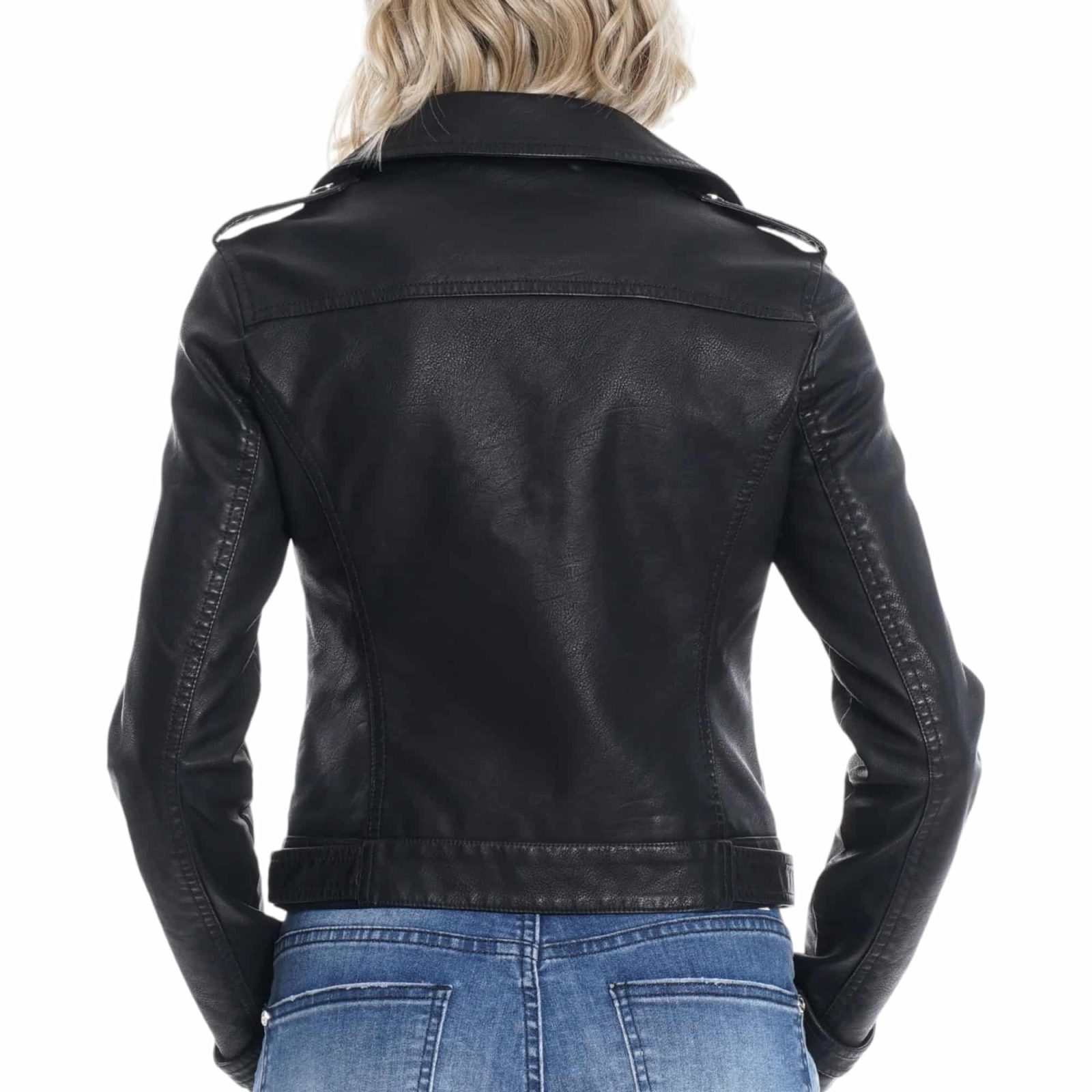 CHAQUETA BIKER PU BLACK MUJER ELLUS - Imagen 2
