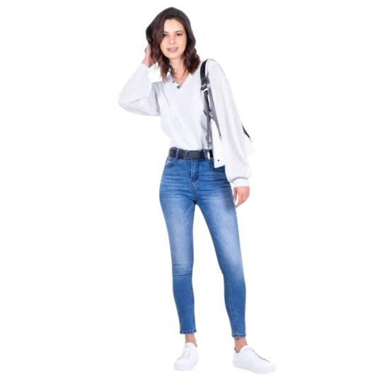 JEANS MUJER GISELE TIRO ALTO DARK BLUE L24 ELLUS - Imagen 5