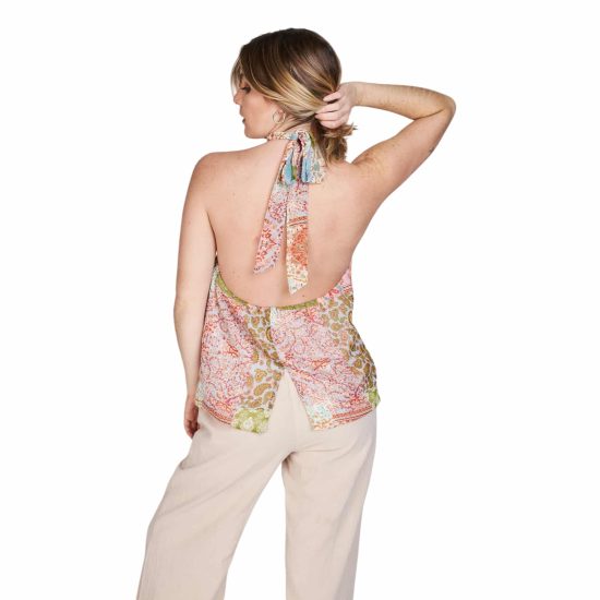 BLUSA AMARRA AL CUELLO BABI TERRACOTA ATREVIDA - Imagen 2