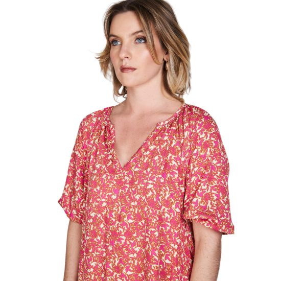 VESTIDO MANGA GLOBO MARA FUCSIA ECLIPSE - Imagen 3