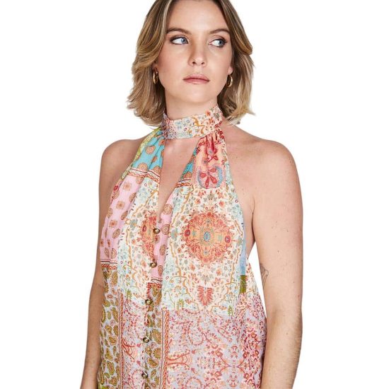 BLUSA AMARRA AL CUELLO BABI TERRACOTA ATREVIDA