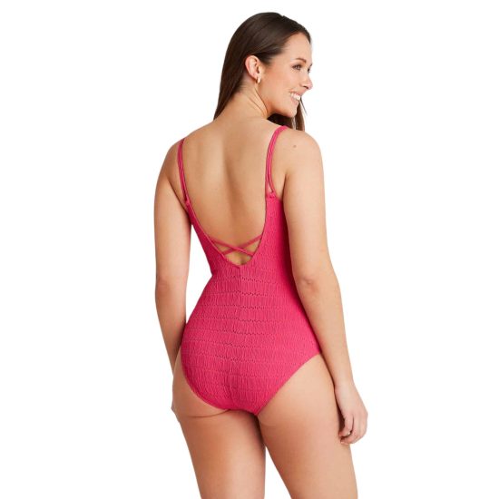 TRAJE DE BAÑO CON DETALLE EN ESCOTE MAGENTA CURVI - Imagen 2