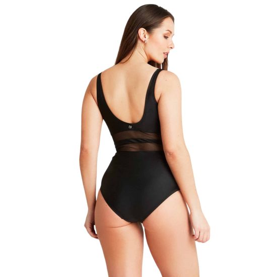 TRAJE DE BAÑO CON TRANSPARENCIA EN CINTURA NEGRO CURVI - Imagen 2