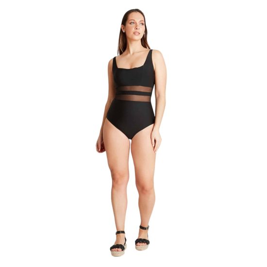 TRAJE DE BAÑO CON TRANSPARENCIA EN CINTURA NEGRO CURVI - Imagen 4