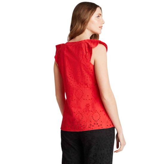 BLUSA SIN MANGAS DE BRODERIE ROJO LDP - Imagen 2