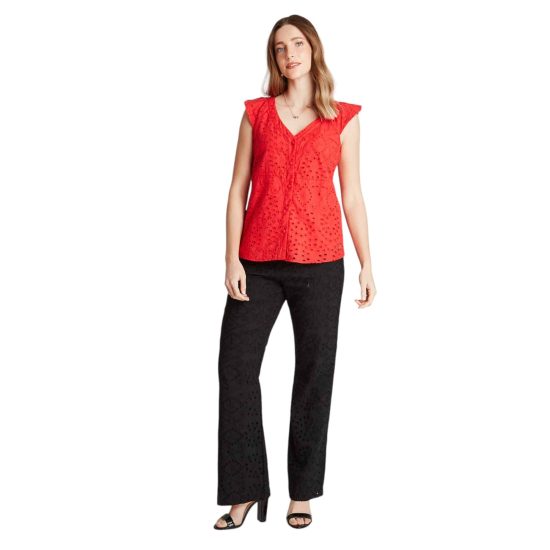 BLUSA SIN MANGAS DE BRODERIE ROJO LDP - Imagen 4