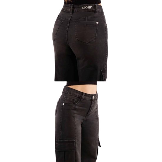 JEANS ARUBA CARGO WIDE LEG BLACK DIVINE - Imagen 3