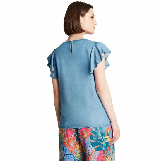 BLUSA DE LYOCELL MANGA CORTA ESCOTE V CURVI - Imagen 2