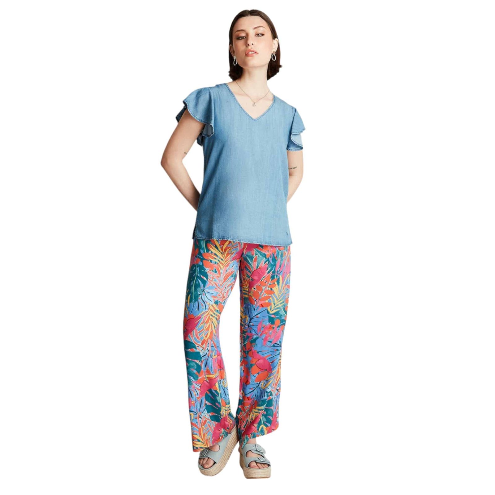 BLUSA DE LYOCELL MANGA CORTA ESCOTE V CURVI - Imagen 4