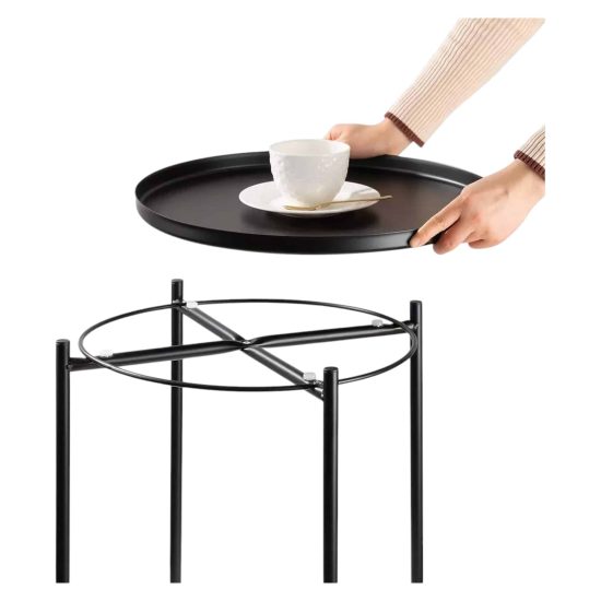 MESA METAL NEGRO PLEGABLE 50 CM 162676 SORENTO - Imagen 2