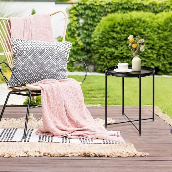 MESA METAL NEGRO PLEGABLE 50 CM 162676 SORENTO - Imagen 3