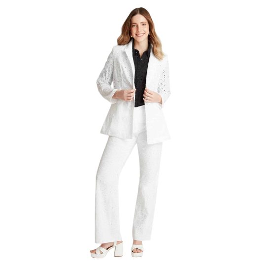 BLAZER DE BRODERIE MANGA LARGA BLANCO LDP - Imagen 2
