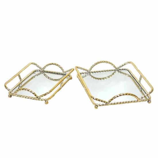 SET 2 BANDEJAS MIRROR GOLD 37 CM MSA - Imagen 2