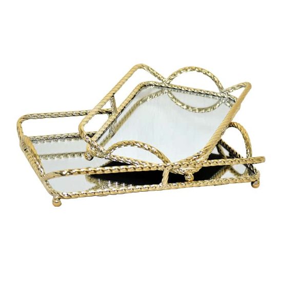 SET 2 BANDEJAS MIRROR GOLD 37 CM MSA - Imagen 3
