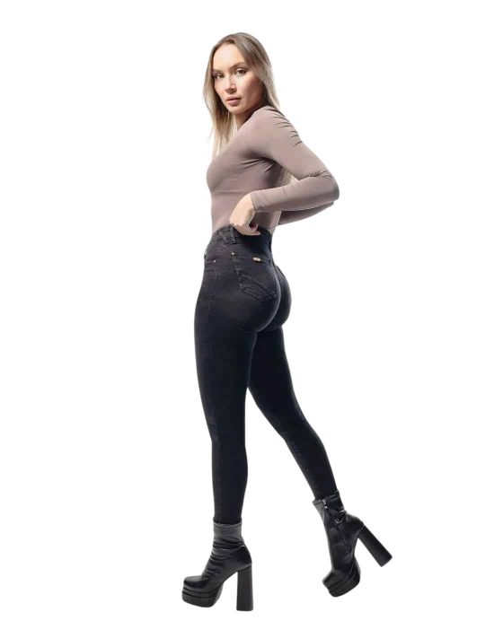 JEANS 3658 CINTURA SKINNY NEGRO MOHICANO - Imagen 4