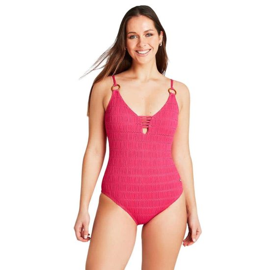 TRAJE DE BAÑO CON DETALLE EN ESCOTE MAGENTA CURVI