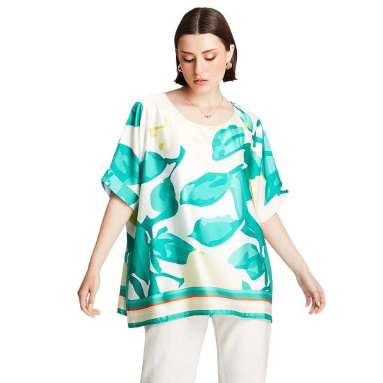 BLUSA SATIN ESTAMPADA CRUDO LORENZO DI PONTTI