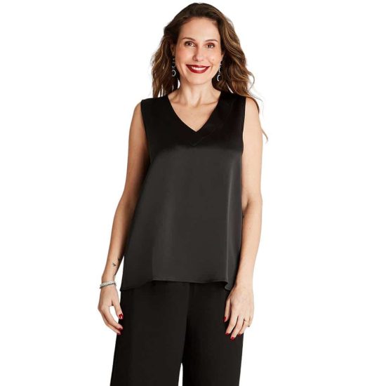 BLUSA SIN MANGAS ESCOTE V LDP NEGRO