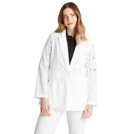 BLAZER DE BRODERIE MANGA LARGA BLANCO LDP