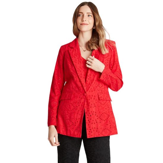 BLAZER DE BRODERIE MANGA LARGA ROJO LDP