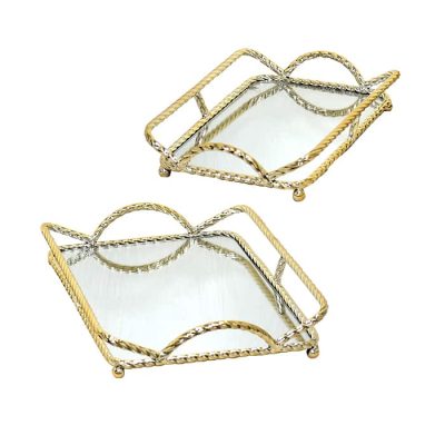 SET 2 BANDEJAS MIRROR GOLD 37 CM MSA