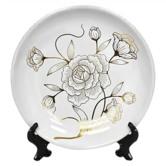 SET FLOREROS PLATO DECORATIVO FLORES BLANCO MSA - Imagen 2