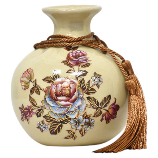 SET FLOREROS PLATO DECORATIVO FLORES BEIGE MSA - Imagen 2