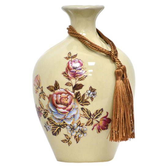 SET FLOREROS PLATO DECORATIVO FLORES BEIGE MSA - Imagen 3