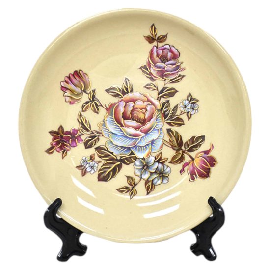 SET FLOREROS PLATO DECORATIVO FLORES BEIGE MSA - Imagen 4