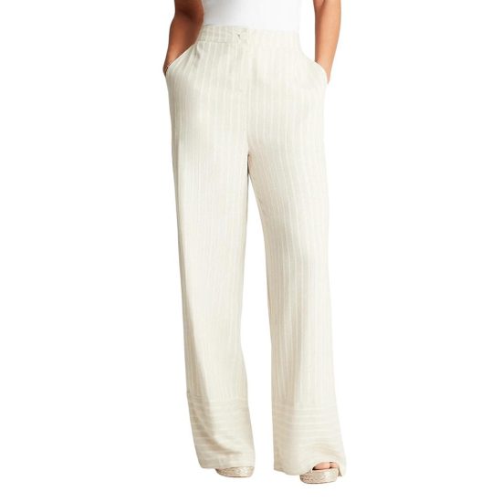 PANTALON DE LINO CON RAYAS BEIGE ACUARELA