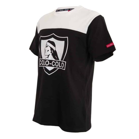 Polera Colo Colo Urbano Blanco y Negro Escudo Front - Imagen 2