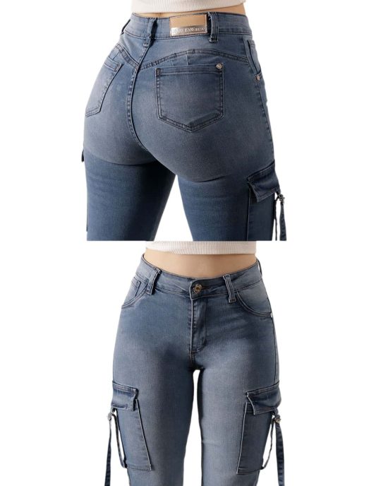 JEANS BUENOS AIRES RECTO BOLSILLOS CARGO LIGHT BLUE DIVINE - Imagen 3