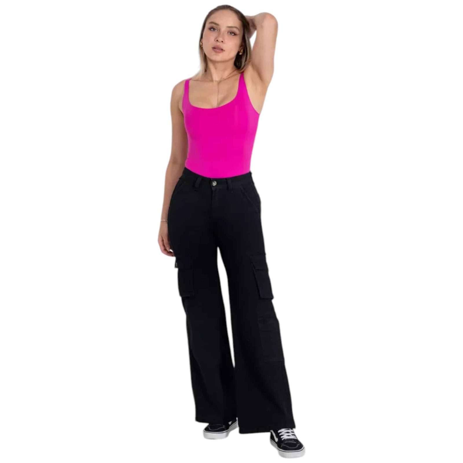 JEANS BELLA 3787 CINTURA PALAZZO CARGO NEGRO MOHICANO - Imagen 3