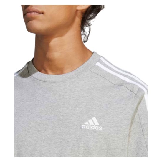 POLERA HOMBRE ESSENTIALS 3S SJ GREY H ADIDAS - Imagen 2