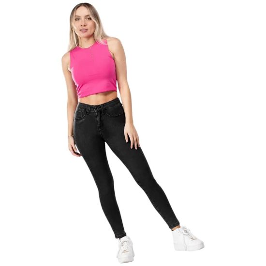 JEANS 3752 SKINNY CINTURA TOBILLO NEGRO MOHICANO