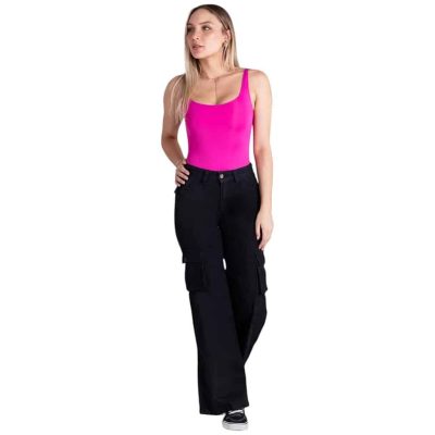 JEANS BELLA 3787 CINTURA PALAZZO CARGO NEGRO MOHICANO