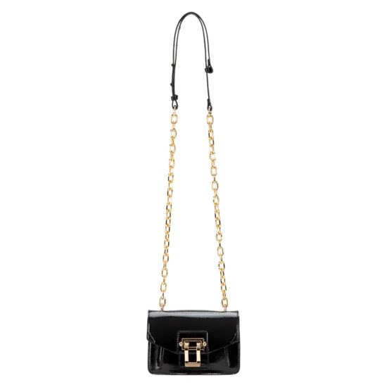 CARTERA RETRO CON TAPA VERNIZ NEGRO GACEL - Imagen 2