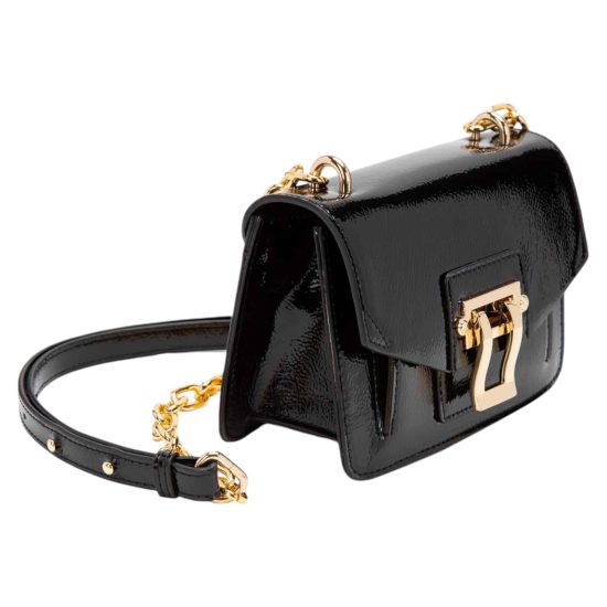 CARTERA RETRO CON TAPA VERNIZ NEGRO GACEL - Imagen 3