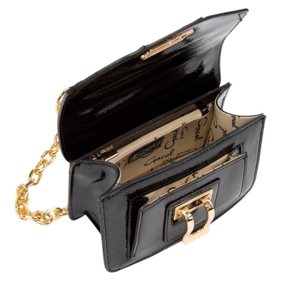 CARTERA RETRO CON TAPA VERNIZ NEGRO GACEL - Imagen 5