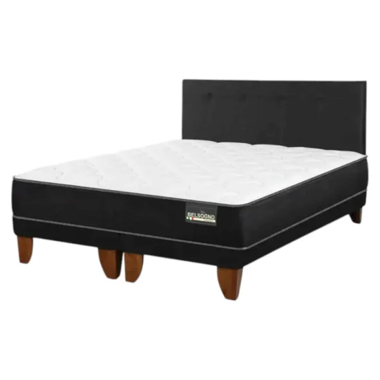 Cama europea Belsogno Plus 2 plazas base dividida + respaldo Black - Imagen 2