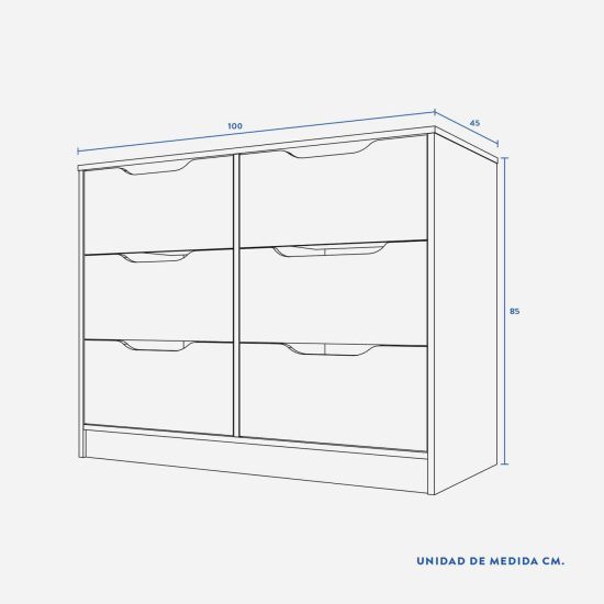COMODA 6 CAJ NOGAL AMAZONICO 100X85X45 CIC - Imagen 3