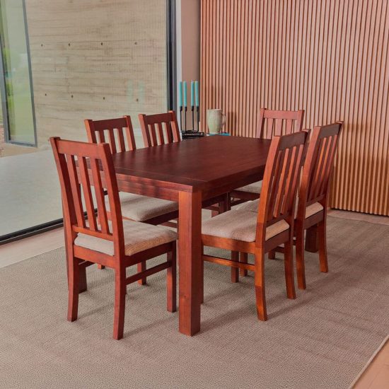 JUEGO COMEDOR ÑUBLE 6 SILLAS CARAMELO BEIGE CIC - Imagen 2