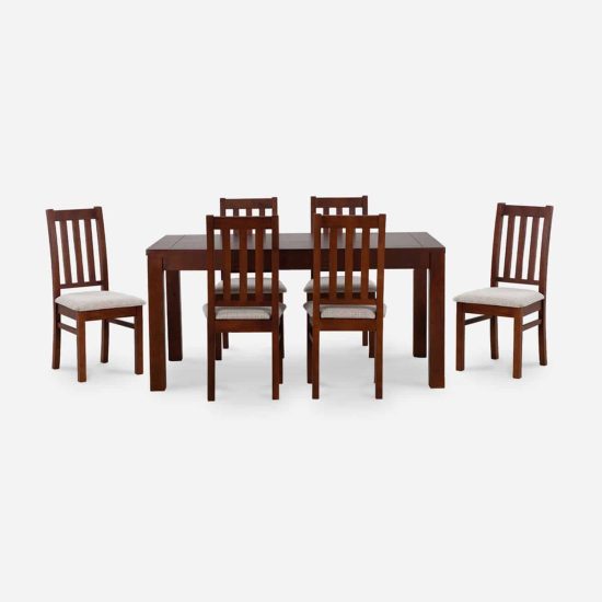 JUEGO COMEDOR ÑUBLE 6 SILLAS CARAMELO BEIGE CIC - Imagen 5