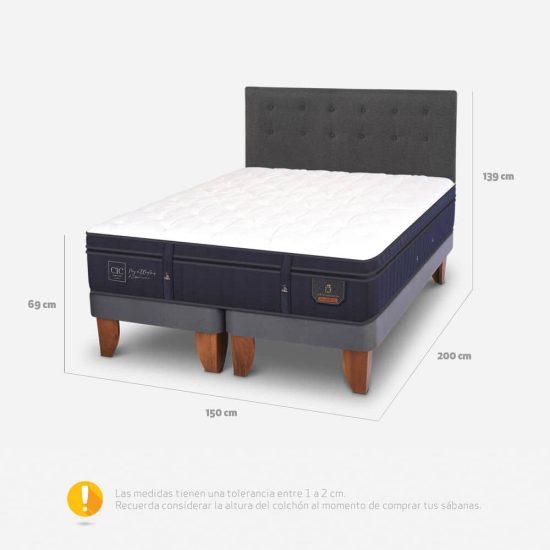 Cama Europea 2 Plazas Super Premium Base Dividida + Respaldo - Imagen 5