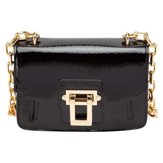 CARTERA RETRO CON TAPA VERNIZ NEGRO GACEL