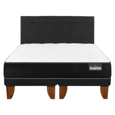 Cama europea Belsogno Plus 2 plazas base dividida + respaldo Black
