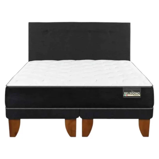 Cama europea Belsogno Plus 2 plazas base dividida + respaldo Black